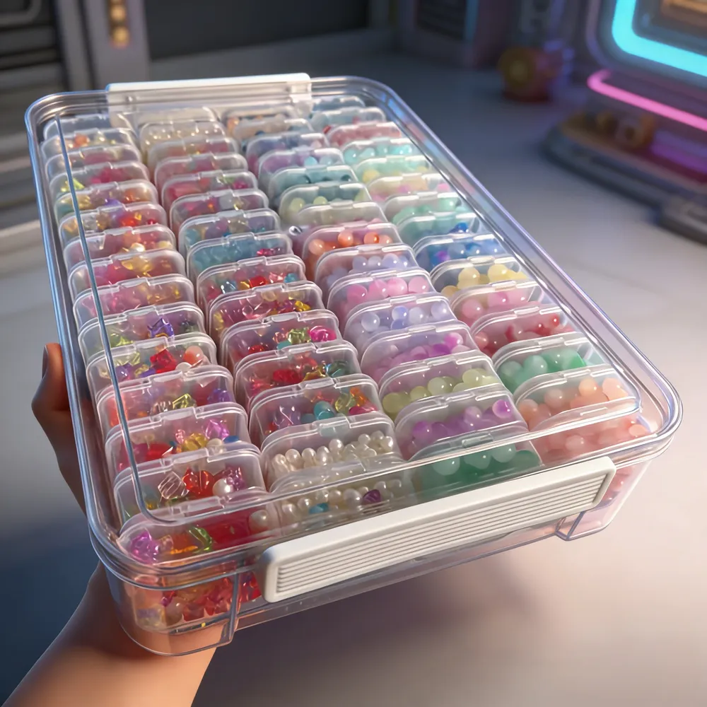 Aufbewahrungsbox Diamantmalerei 60 Fächer mit Schnappdeckeln und Tabletts