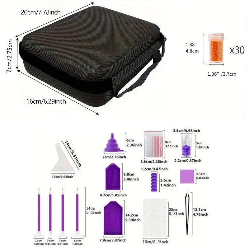 Aufbewahrungsbox Diamantmalerei 60 Flaschen mit Etiketten und Trichter