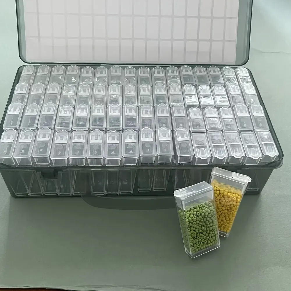 Aufbewahrungsbox Diamantmalerei 64 Fächer für Schmuck und Zubehör