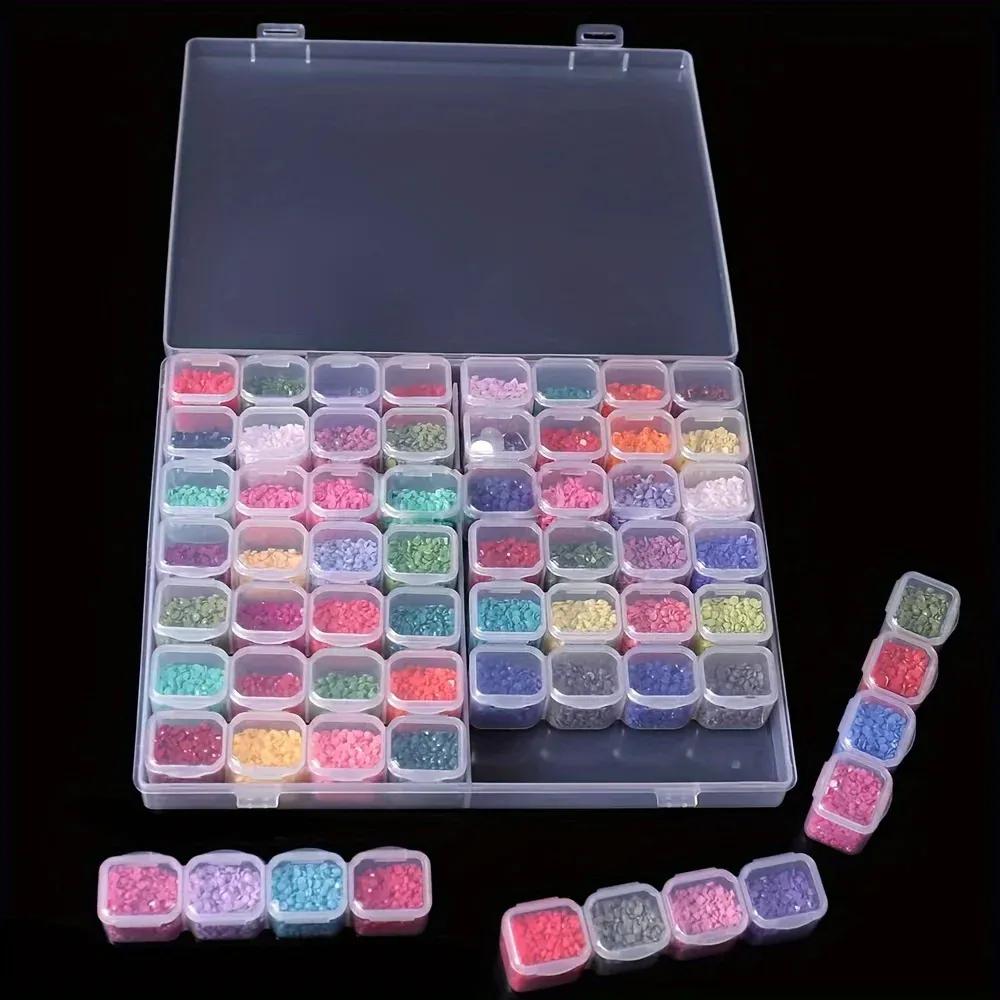 Aufbewahrungsbox Diamantmalerei 64 Fächer für Schmuck und Zubehör