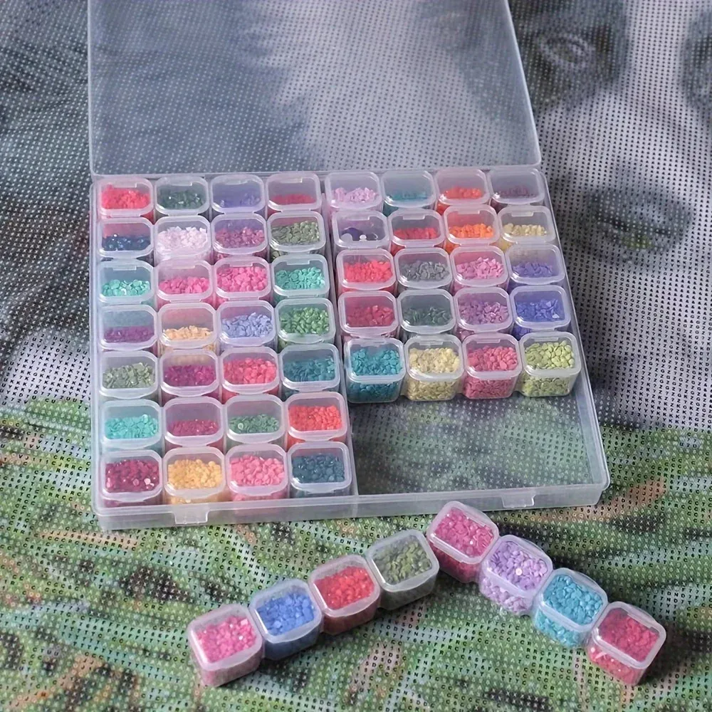 Aufbewahrungsbox Diamantmalerei 64 Fächer für Schmuck und Zubehör