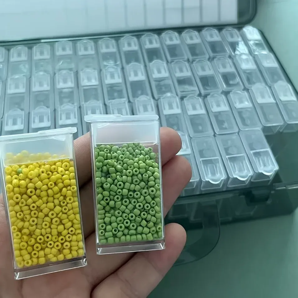 Aufbewahrungsbox Diamantmalerei 64 Fächer für Schmuck und Zubehör