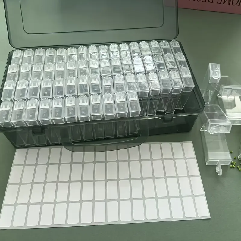 Aufbewahrungsbox Diamantmalerei 64 Fächer für Schmuck und Zubehör