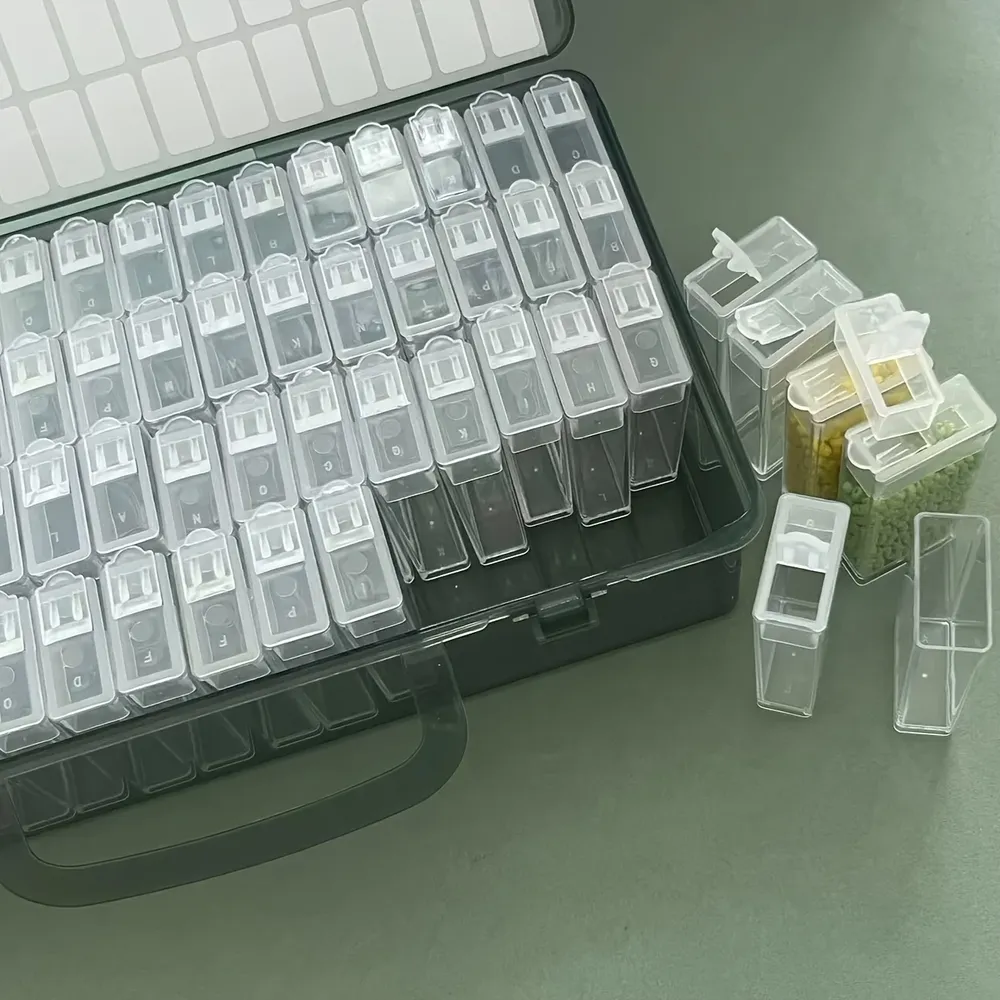 Aufbewahrungsbox Diamantmalerei 64 Fächer für Schmuck und Zubehör