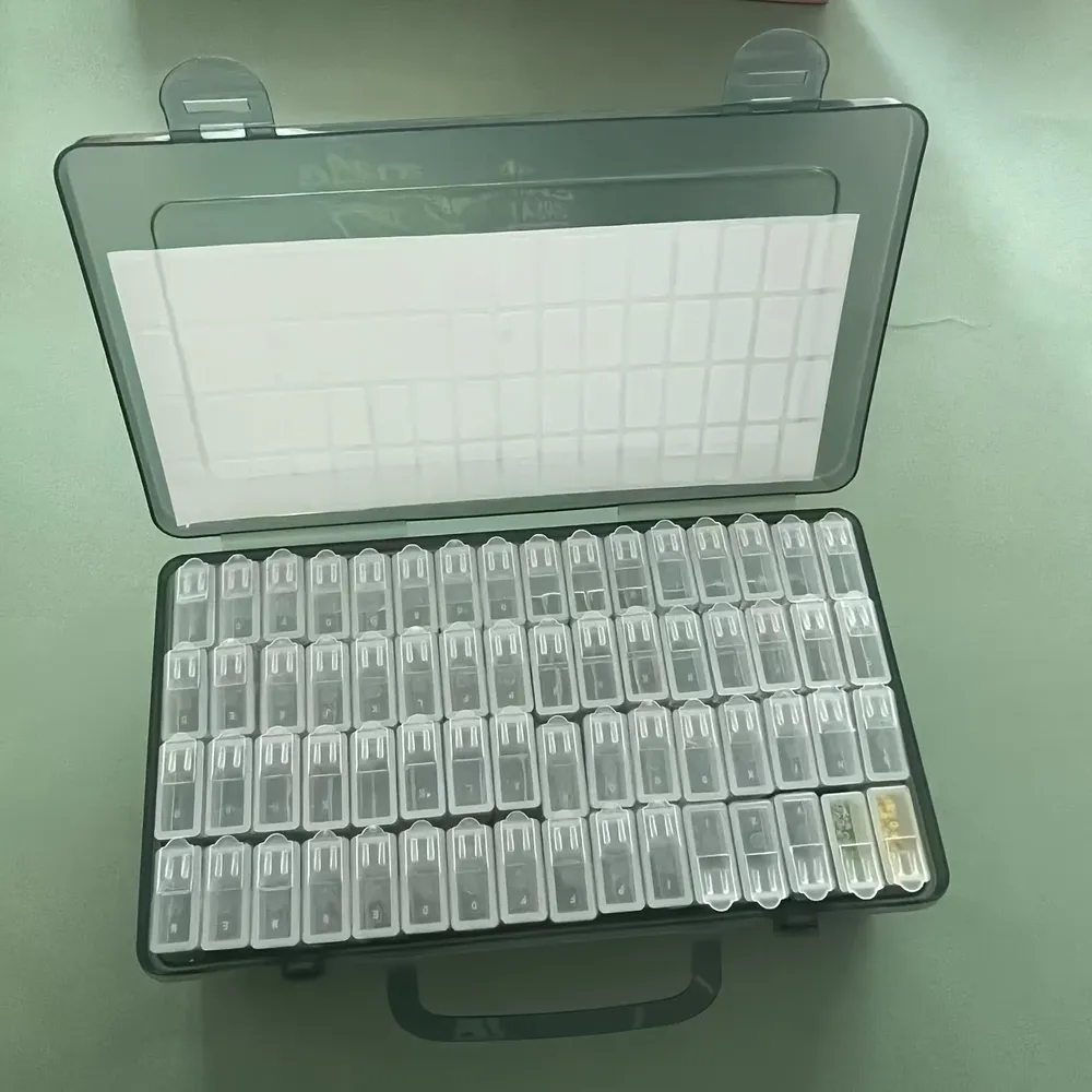 Aufbewahrungsbox Diamantmalerei 64 Fächer für Schmuck und Zubehör