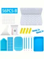 Aufbewahrungsbox für Diamond Painting 18 bis 56 Stück – Farbe Blue 56PCS B