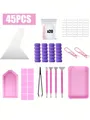 Aufbewahrungsbox für Diamond Painting 18 bis 56 Stück – Farbe Pink 45PCS
