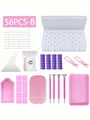 Aufbewahrungsbox für Diamond Painting 18 bis 56 Stück – Farbe Pink 56PCS B