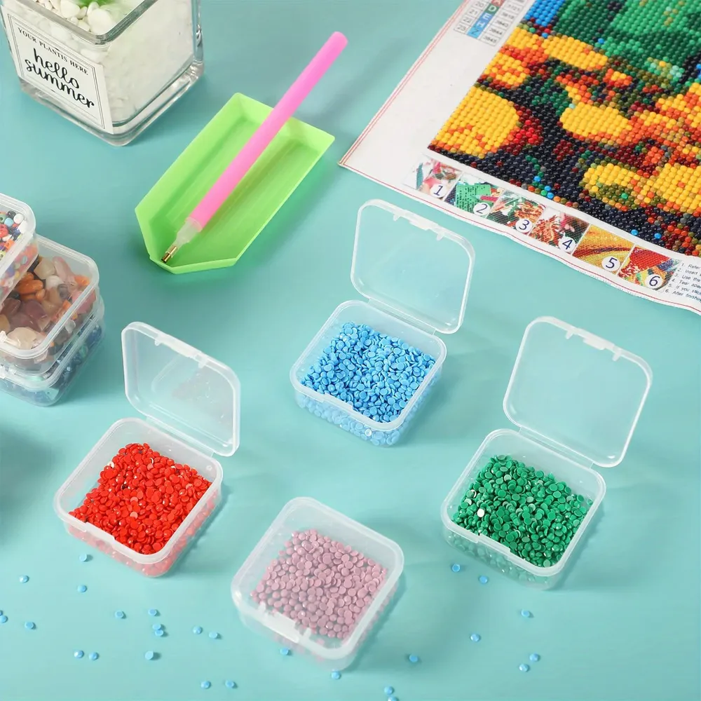 Aufbewahrungskoffer Diamantmalerei 14 bis 45 Fächer Kunststoff transparent