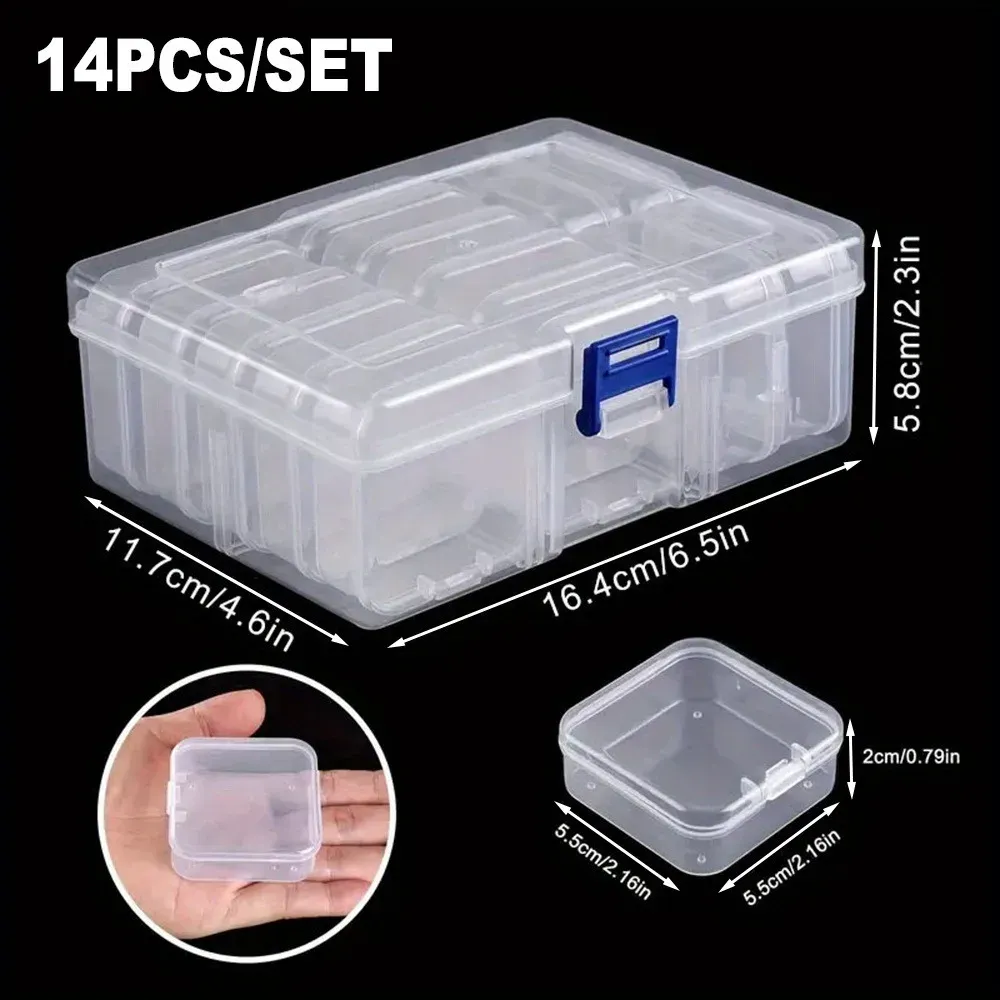 Aufbewahrungskoffer Diamantmalerei 14 bis 45 Fächer Kunststoff transparent