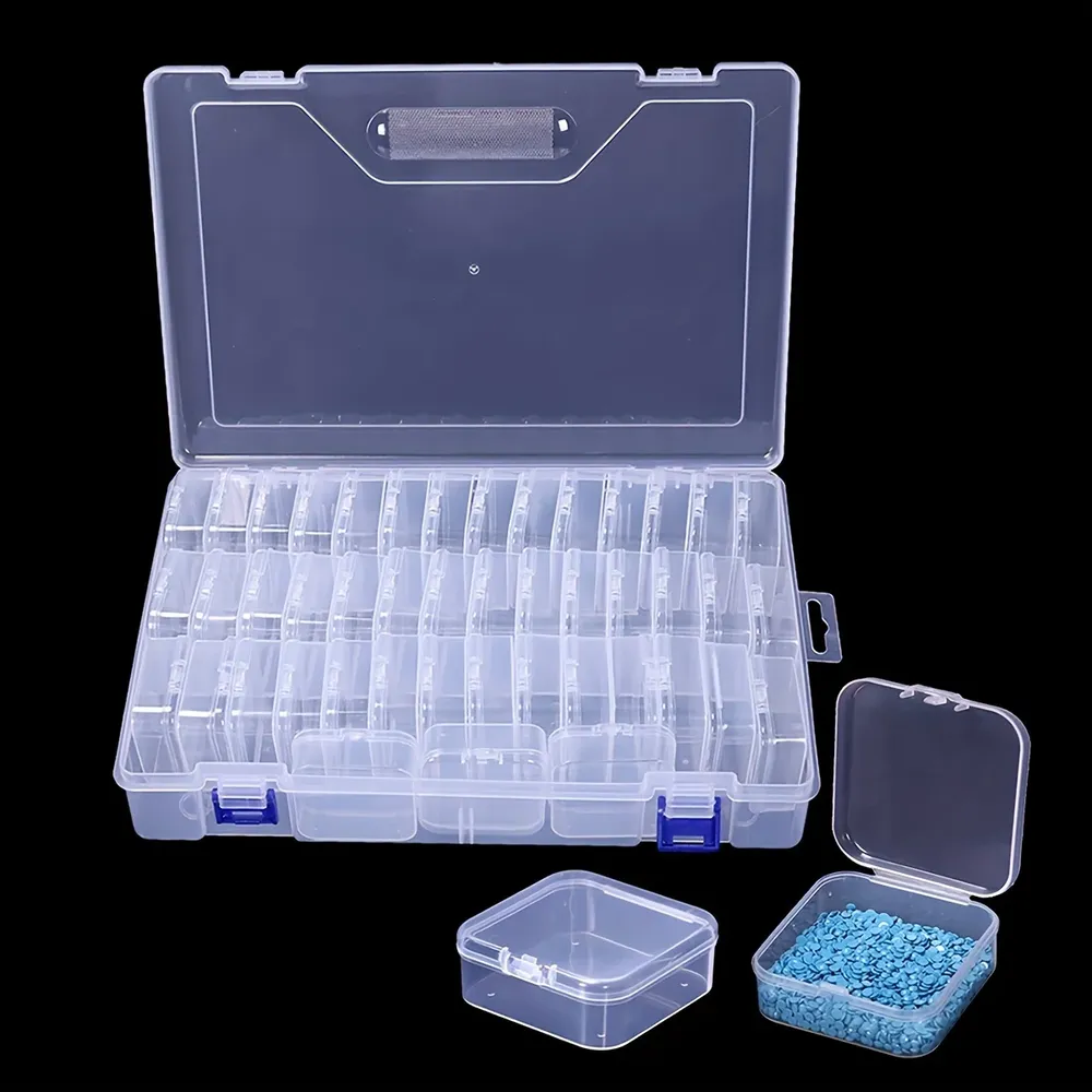 Aufbewahrungskoffer Diamantmalerei 14 bis 45 Fächer Kunststoff transparent
