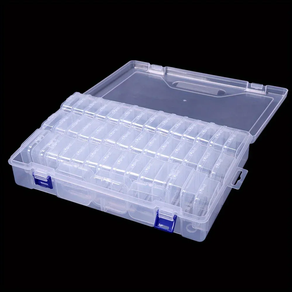 Aufbewahrungskoffer Diamantmalerei 14 bis 45 Fächer Kunststoff transparent