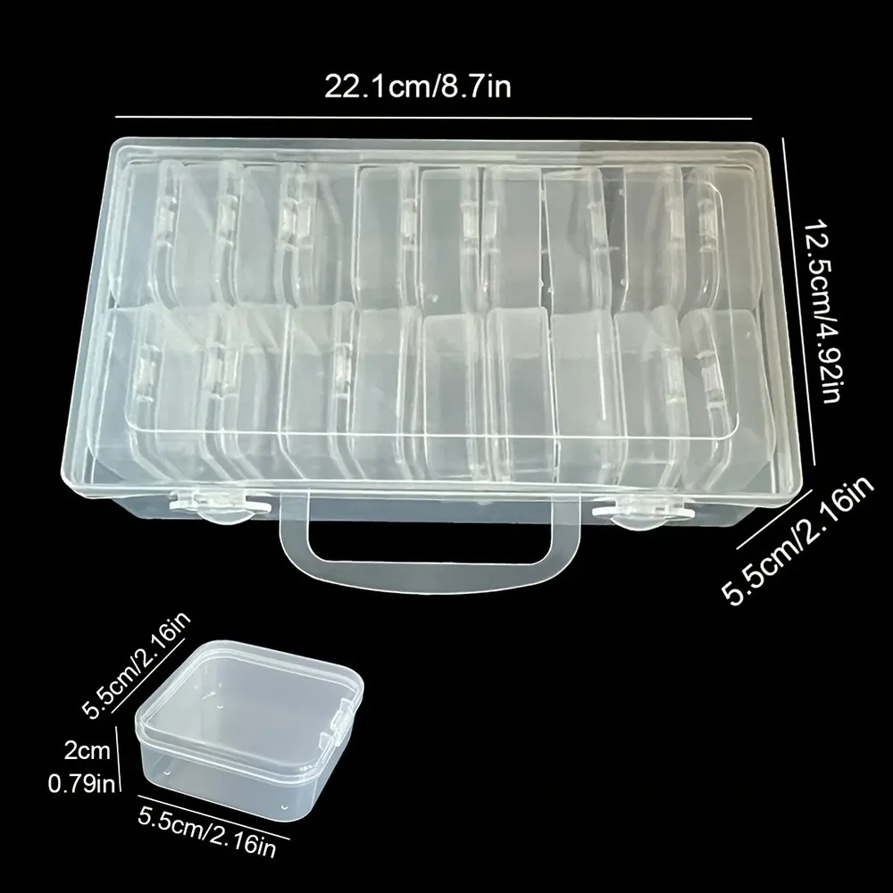Aufbewahrungskoffer Diamantmalerei 14 bis 45 Fächer Kunststoff transparent