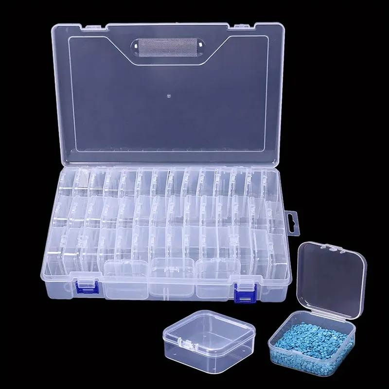 Aufbewahrungskoffer Diamantmalerei 14 bis 45 Fächer Kunststoff transparent
