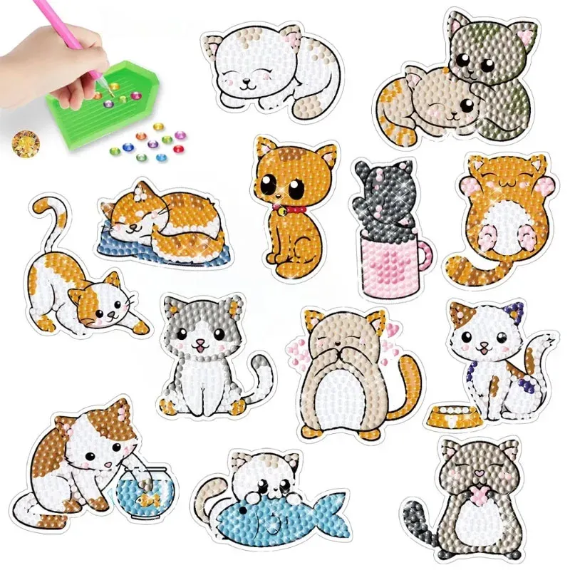 Aufkleber Diamantmalerei Katze für Kinder und Erwachsene