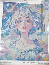 Kundenbewertungen – 5D Diamantmalerei Mädchen Blasen bunt Vollquadrat AB 40x50cm