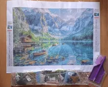Kundenbewertungen – Diamantbild Landschaft Bergsee Mosaik Stickerei Heimdeko