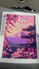 Kundenbewertungen – Diamantmalerei Digitale Landschaft Kirschblüten Turm mit Vollbohrern