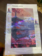 Kundenbewertungen – Diamantmalerei Digitale Landschaft Kirschblüten Turm mit Vollbohrern