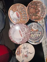 Kundenbewertungen – Diamond Painting Untersetzer 8 Stück Kaffeethema rund voll besetzt
