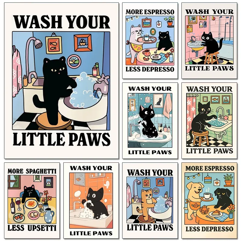 Badezimmer Katze Diamantmalerei Cartoon 20 bis 50 cm