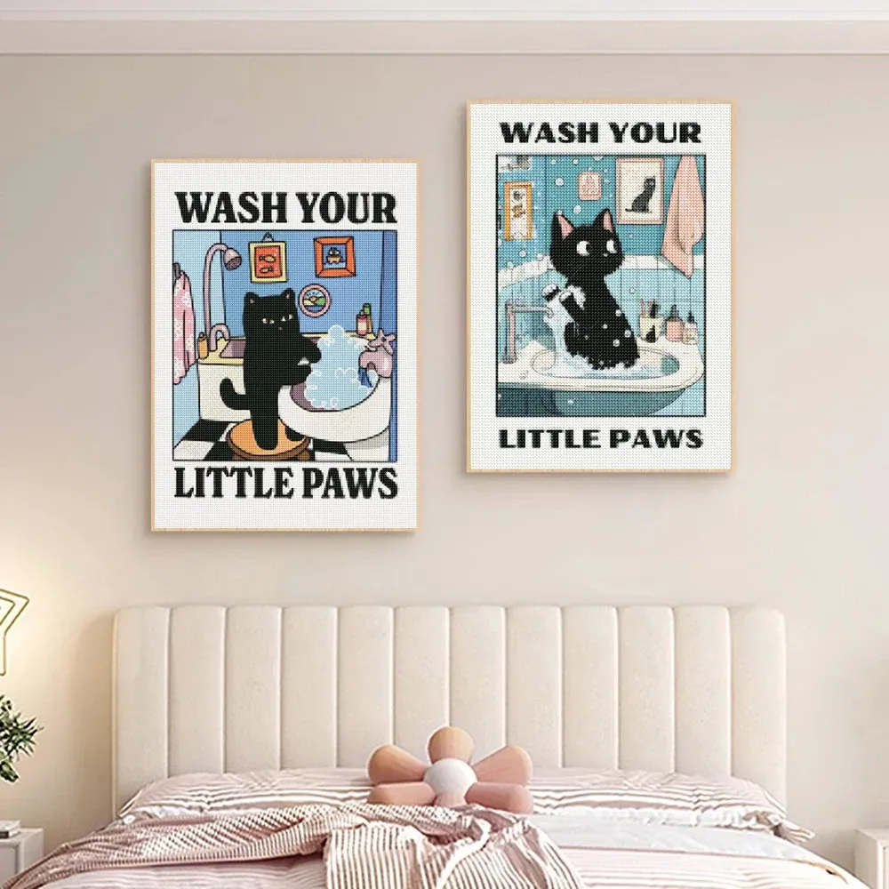 Badezimmer Katze Diamantmalerei Cartoon 20 bis 50 cm