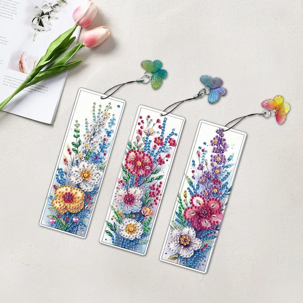 Blumenmuster DIY Unregelmäßig Geformte Diamanten Lesezeichen Kunst