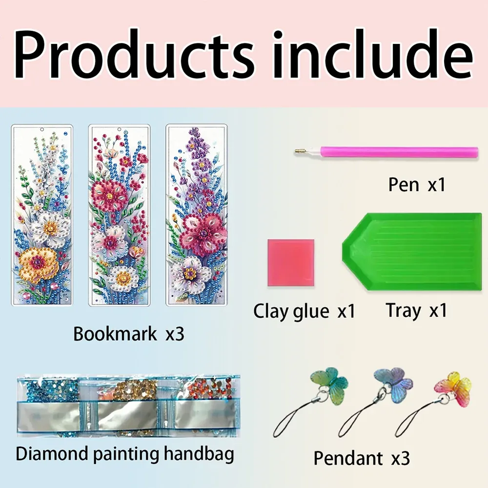 Blumenmuster DIY Unregelmäßig Geformte Diamanten Lesezeichen Kunst