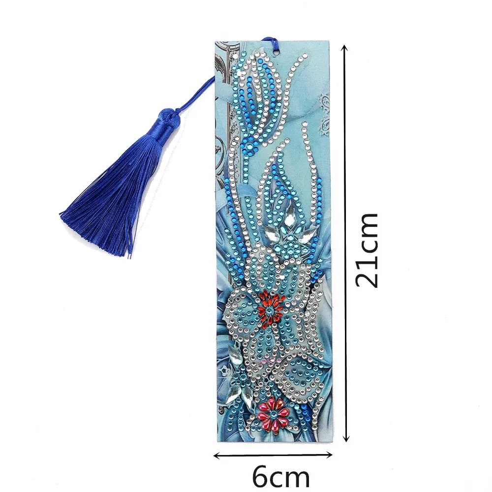 Diamant Malerei Kunstset Lesezeichen Schmetterling Blume mit Quaste