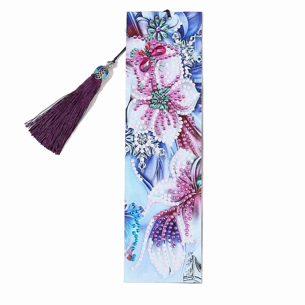 Diamant Malerei Kunstset Lesezeichen Schmetterling Blume mit Quaste