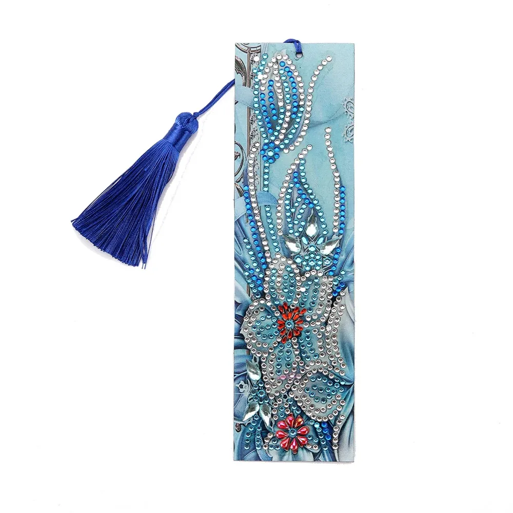 Diamant Malerei Kunstset Lesezeichen Schmetterling Blume mit Quaste