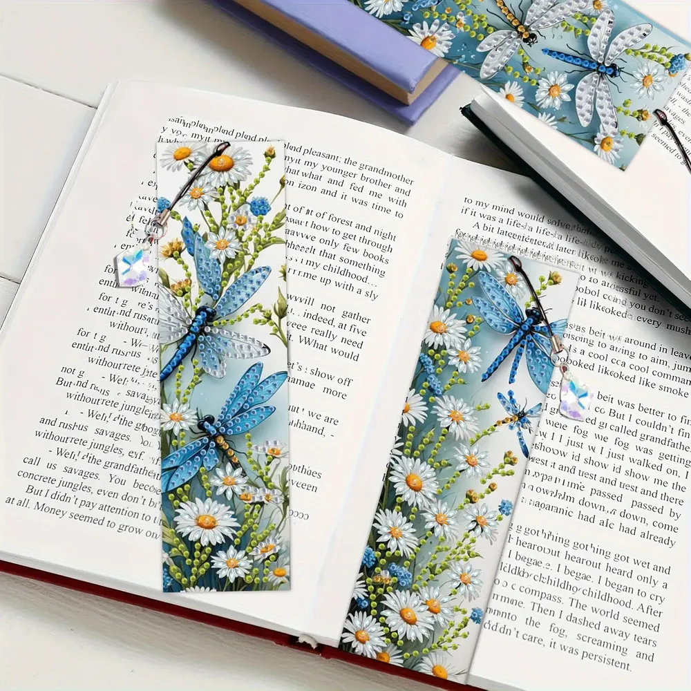 Diamant Malerei Lesezeichen Kaffeetasse Tier Blumen mit Kristall Anhänger