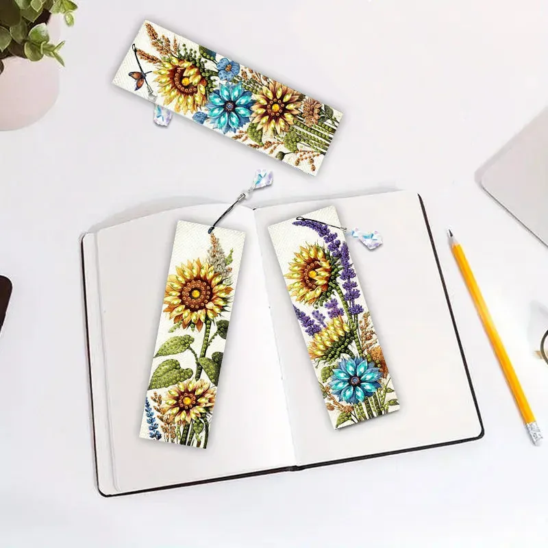 Diamant Malerei Lesezeichen Kaffeetasse Tier Blumen mit Kristall Anhänger