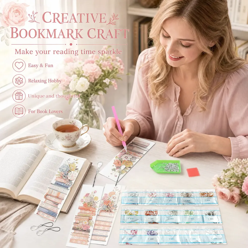 Diamant Malerei Lesezeichen Kit mit Anhänger für Buchliebhaber Künstler