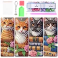 Diamant Malerei Lesezeichen Set 5D Strass Kunst mit Anhänger – Farbe cat 4pcs