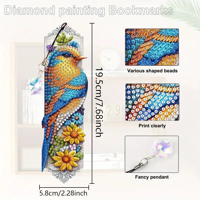 Diamant Malerei Lesezeichen Tier Fee Blume mit Kristall Anhänger
