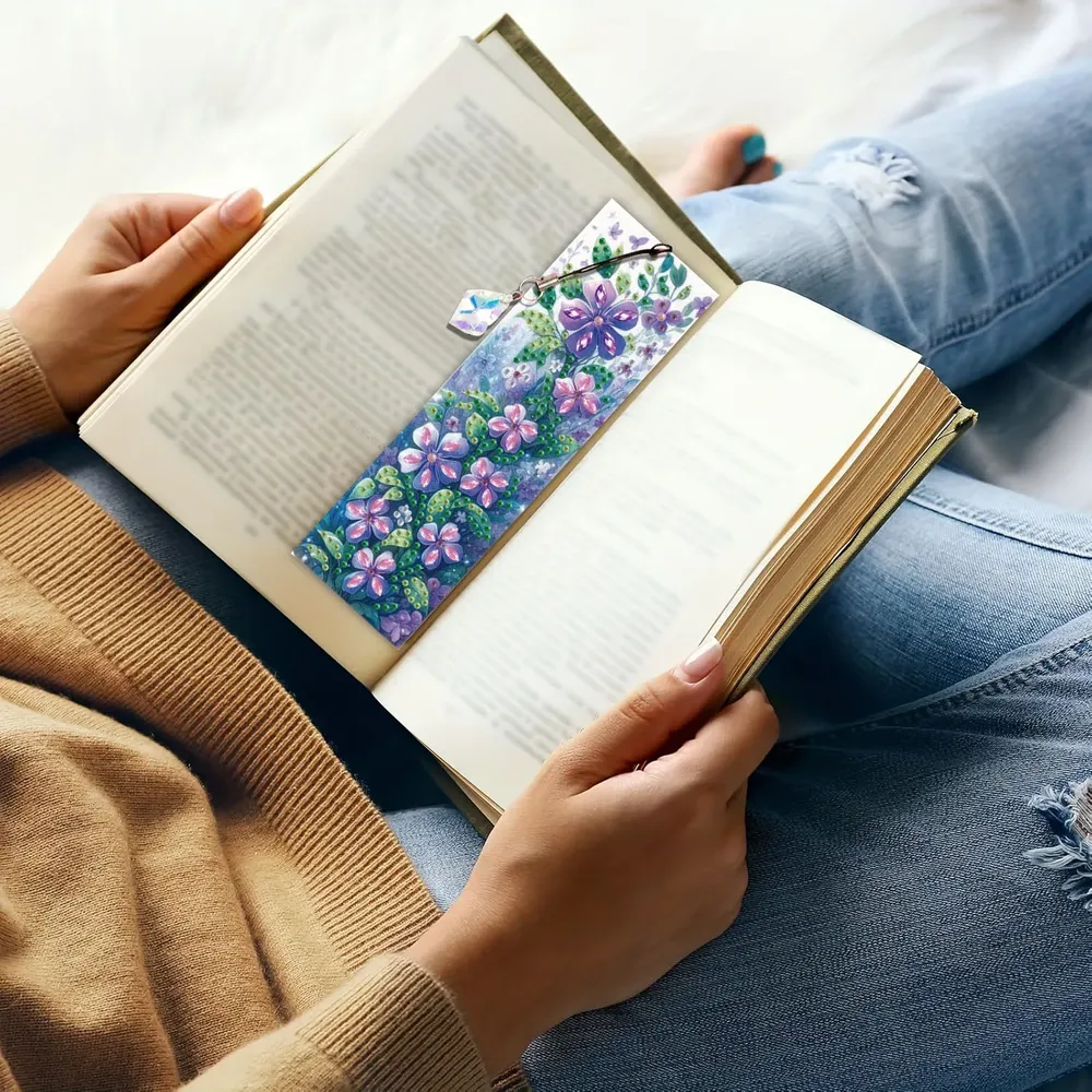 Diamant Malerei Lesezeichen Tier Fee Blume mit Kristall Anhänger