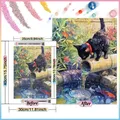Diamantbild Bambus Katze 20 bis 70 cm mit runden oder eckigen Steinen – 2