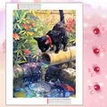Diamantbild Bambus Katze 20 bis 70 cm mit runden oder eckigen Steinen – 1