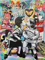 Diamantbild Banksy Straßenkunst abstrakt 30x20 bis 70x50 cm – Farbe Burgunderrot (4)