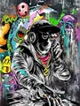 Diamantbild Banksy Straßenkunst abstrakt 30x20 bis 70x50 cm – Farbe Dunkelgrau (17)