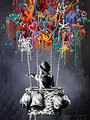 Diamantbild Banksy Straßenkunst abstrakt 30x20 bis 70x50 cm – Farbe Grün (7)