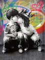Diamantbild Banksy Straßenkunst abstrakt 30x20 bis 70x50 cm – Farbe schwarz (10)