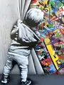 Diamantbild Banksy Straßenkunst abstrakt 30x20 bis 70x50 cm – Farbe VIOLET/紫罗兰 (13)