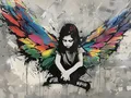Diamantbild Banksy Straßenkunst abstrakt 30x20 bis 70x50 cm – Farbe WEISS (1)