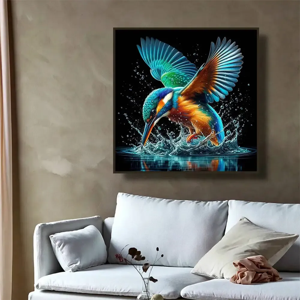 Diamantbild Bär auf Mond 20 bis 50 cm mit runden oder eckigen Steinen