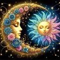 Diamantbild Bär Mond abstrakt 20 bis 50 cm – Farbe 2606