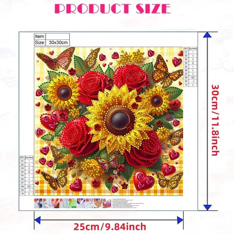 Diamantbild Blume Spezialform 30x30cm