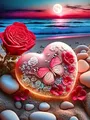 Diamantbild Blume Strand 15x20cm bis 30x40cm – Farbe Burgunderrot
