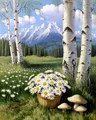 Diamantbild Blumen 20 bis 50 cm mit runden oder eckigen Steinen – Farbe DZDP121235